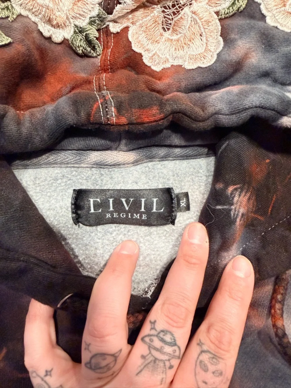Civil Regime Black & Red Roses Hoodie - Picture 3 of 5